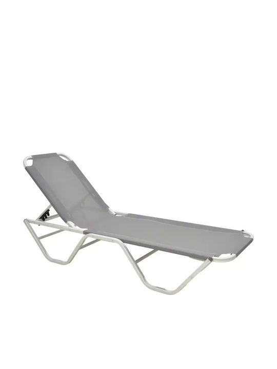 Doppelter Garten- und Pool-Liegestuhl aus Aluminium Dessie Grau 193x59.5x29.5cm