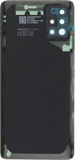 Battery Cover Battery Door Battery Door Adhesive Back Camera Lens Bezel Black for Samsung Galaxy A51