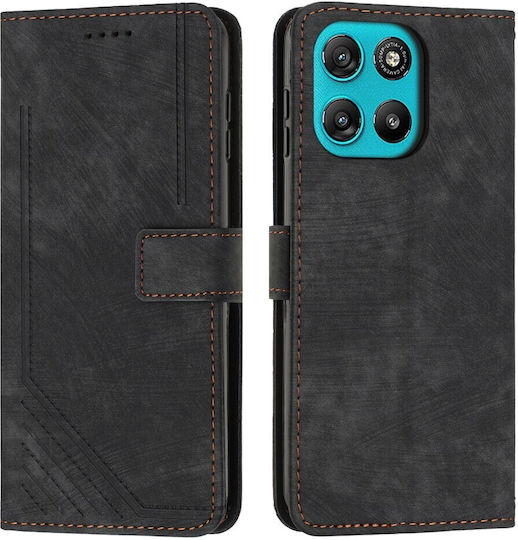 Stripe Pattern Wallet Black (Motorola Moto G57 Power 5G / G67 Power 5G)