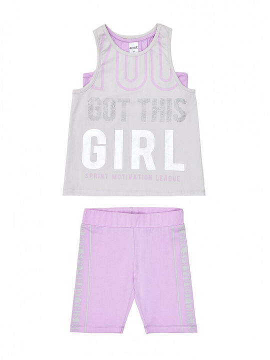 Kids Clothing Set with Leggings Summer 2 Pieces Light Gray