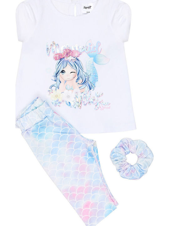 Kids Set with Leggings Summer 3pcs White