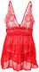 Love Me Mesh Chemise Lace String Red