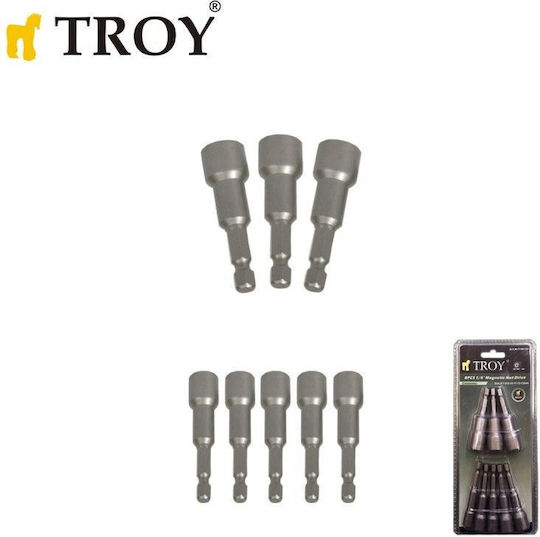 Troy Магнитни Ядки с Рамка Хост 1/4" Комплект 8 Бройки