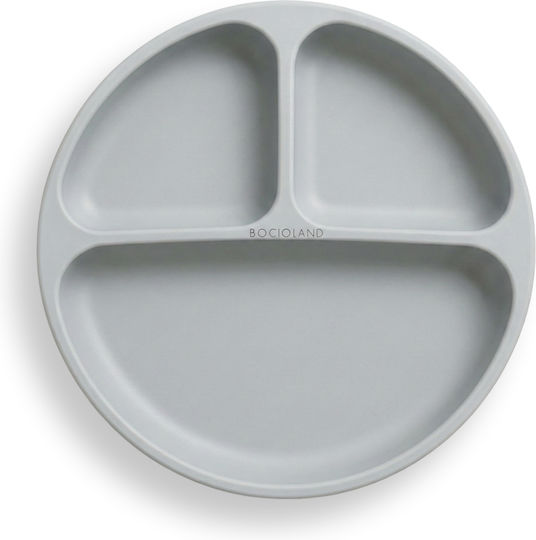 Bocioland Children's Silicone Food Plate Gray