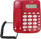 Avizar Multifunction Corded Landline Phone Lcd Screen Redial Alarm Red