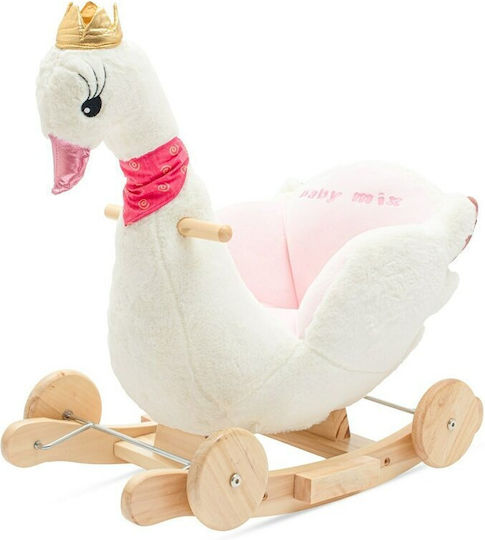 BabyMix Jucărie Leagăn Lebădă Pentru 10+ Luni Cu Roți Pentru Greutate Până La 30kg Albă