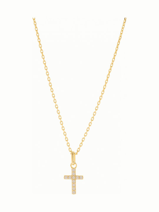 Jools Women's Cross in Gold Plated Silver with Chain