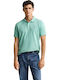 Shield Polo Short Sleeve Blouse Turquoise