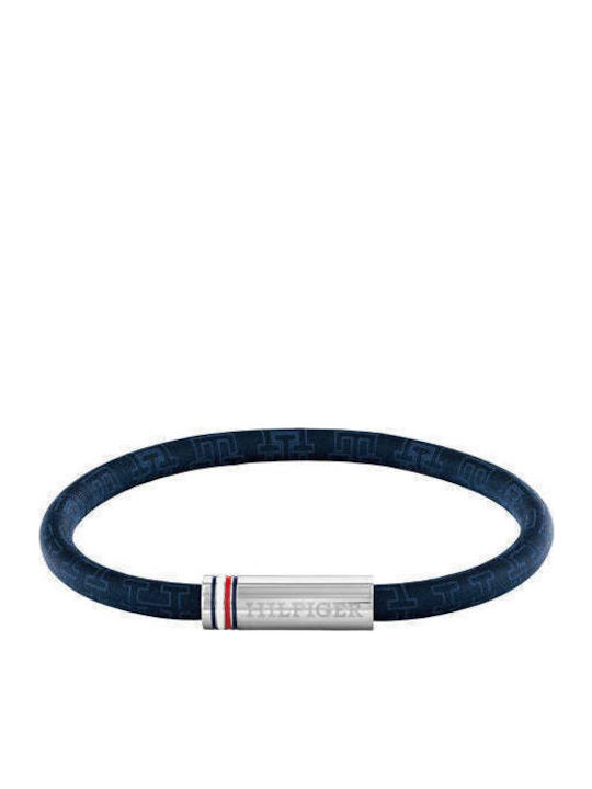 Tommy Hilfiger Ανδρικό Βραχιόλι με σχέδιο Ματάκι από Δέρμα 19cm