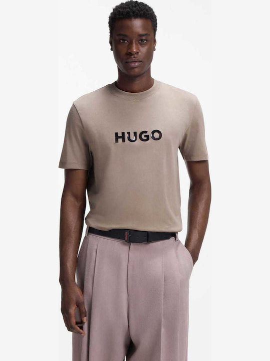 Hugo Herrenblusen Kurzarm T-Shirt Braun