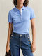 Women's Polo Short Sleeve Blouse Light Blue