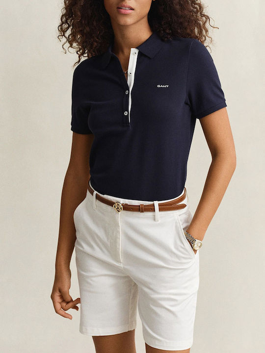 Women's Polo Short Sleeve Blouse Dark Blue
