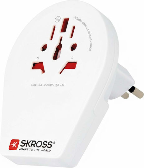 Skross Practical Compact 2 Usb-a To China Italy Brazil Travel Adapter White