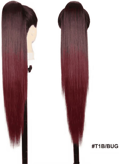 Ponytail Synthetic Hair Kanekalon High Quality Comb-in Straight Burgundy Red # T1b/bug 71cm