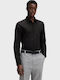 Kenno Long Sleeve Linen Shirt In Narrow Fit Black