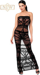 Noir Handmade Bondesque Rochie Lungă Cu Umerii Goți Neagră
