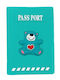 Cute Traveler Passport Case Bear Turquoise