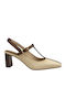 Leather Heels with Chunky Mid Heel Brown