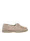 Leather Women's Boat Shoes In Beige Colour