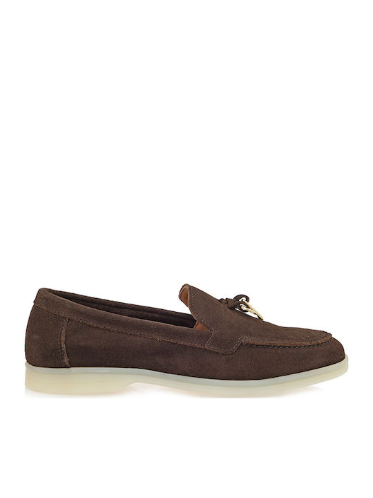 Leather Women's Loafers in Brown Colour