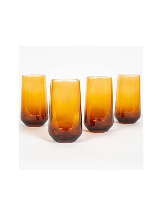 Wasserbrillen New Iconic Set 4Stücke 127rkl1158 7,8x7,8x14,8cm 470ml Bernstein Hermia Glas