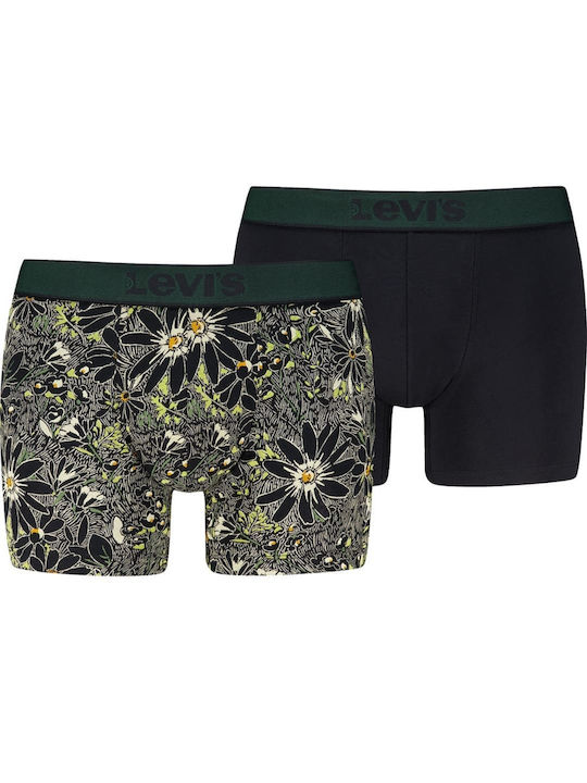 Boxeri pentru Bărbați Green/Black cu Imprimeuri 2 Pack