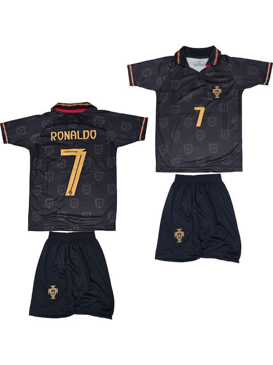 Παιδικό Σετ Ποδοσφαίρου Ronaldo Εθνική Πορτογαλίας 2025 Μαύρη Balón De Oro Unisex Παιδικά Black Ab126