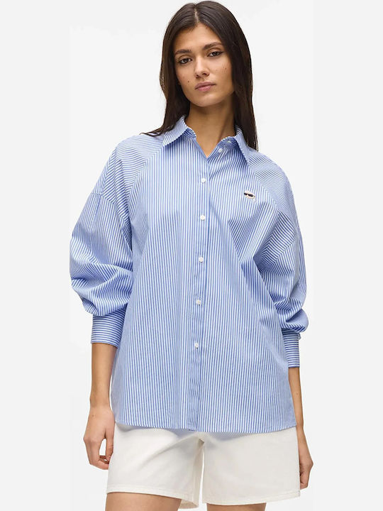 Karl Lagerfeld Long Sleeve Women's Shirt Blue Striped