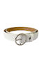 Wide Leather Women's Belt White 2618-White/Silver-115cm