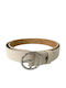 Wide Leather Women's Belt Beige 2618-Beige-115cm