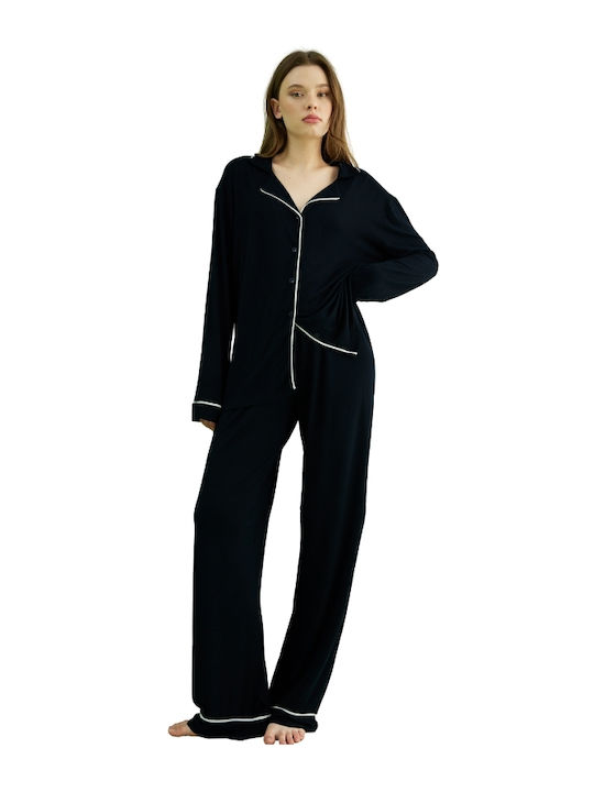 Sexen Set Pijamale Damă De Iarnă Negru Sexen Set Pijamale Damă De Iarnă Negru