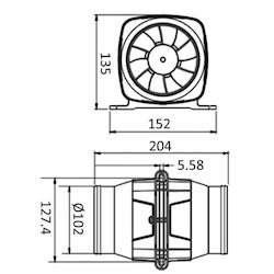 Εξαεριστηρας Hyperflow 12v 4'' Ταση 12v