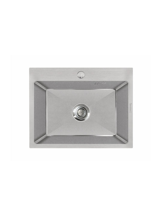 Sanitec Vessel Kitchen Sink Inox L60xW50cm Silver