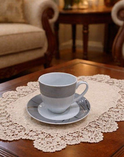 Galifas Set of Brown Coffee Cups Made of Brown Porcelain 90ml 6 Pieces