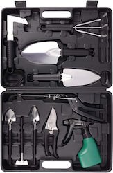 Set 10 Garden Tools Alista Home Planting Soil Preparation Plant Care Black Handles Pvc Stainless Steel Material Box Included 37x28x7 Cm Black