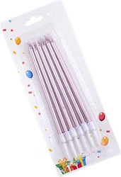 Set 6 Cake Candles Alista Home Made Paraffin 11 X 0.4 Cm Glossy Rose Gold