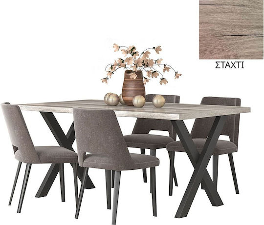 No 6 Dining Table Wooden with Metal Frame Ash Grey 140x90x78cm