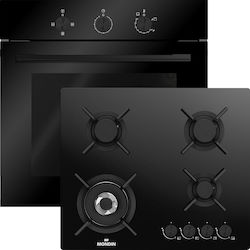 Mondin Liquid Gas Counter Top Oven with Liquid Gas Hobs Black FM61CG03M2NN + CG604VTELNN
