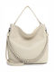 Damen Leder Schultertasche in Creme