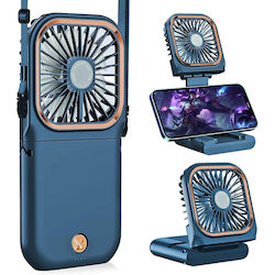 Alista Home Ventilator Portabil 3 În 1 De Mână Pentru Gât Birou 16 7 X 8 X 1 9 Cm 3 Viteze Încărcare USB Pliabil Display Digital Suport Telefon Albastru