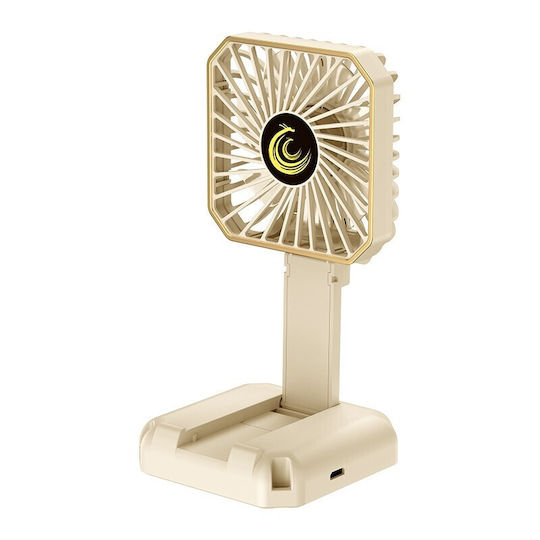 Ventilator Portabil Alista Home Suport Gât Birou Telefon 14 X 7 Cm Încărcare USB ABS 3 Viteze Bej