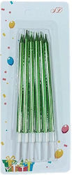 Set 6 Cake Candles Alista Home Made Paraffin 11 X 0.4 Cm Glossy Green