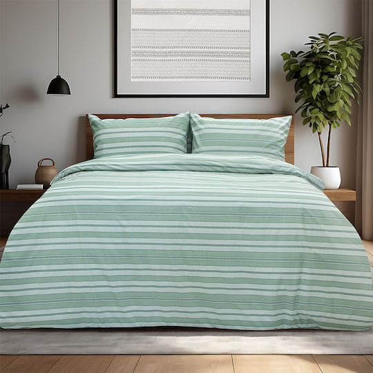 Lino Home Set Bettlaken Einzelbett 170x260cm Grün 3 Stück