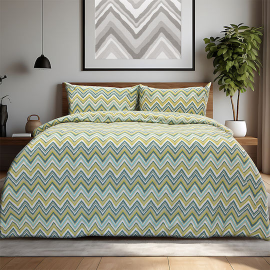 Lino Home Set Single Bed Sheets 170x260cm Petrol Blue 3 Pieces