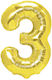 Number 3 Foil Jumbo Gold 100cm