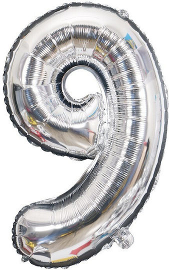Nummer 9 Folie Jumbo Silber 81cm
