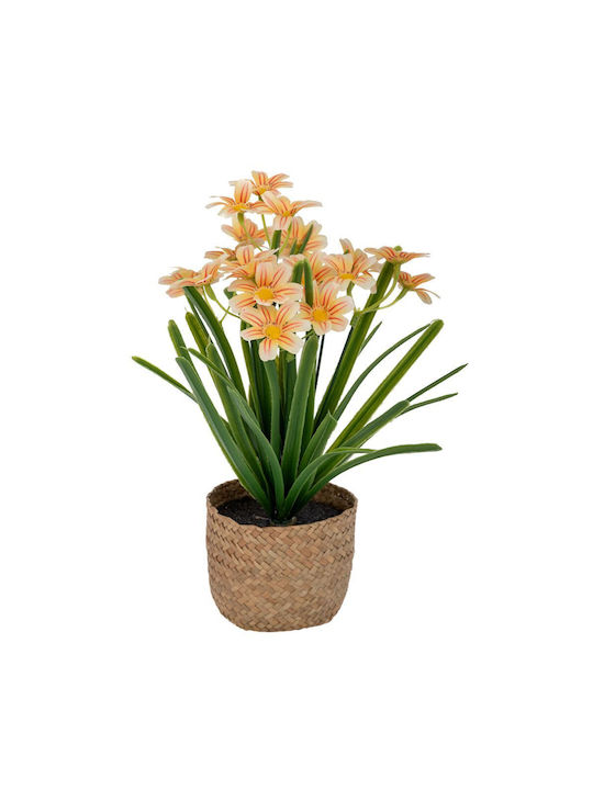 Small Wicker Pot Yellow Daisies D:10d 30h Cm K:92929