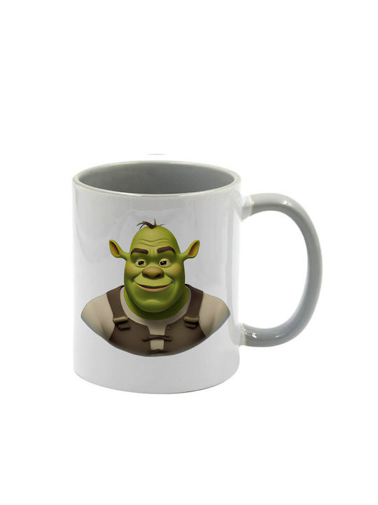 Shrek Keramiktasse Grau Griff Innen