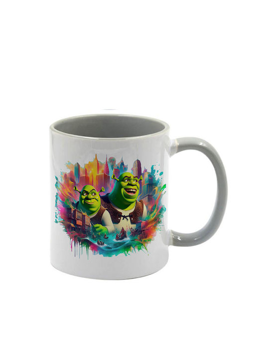 Shrek Keramiktasse Grau Griff Innen