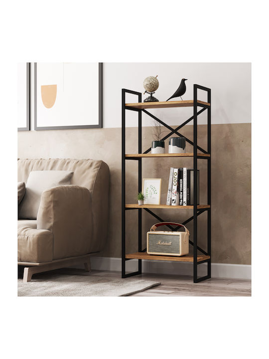 Βιβλιοθήκη Viana Atlantic Pine/μαύρο 58x30x138εκ.